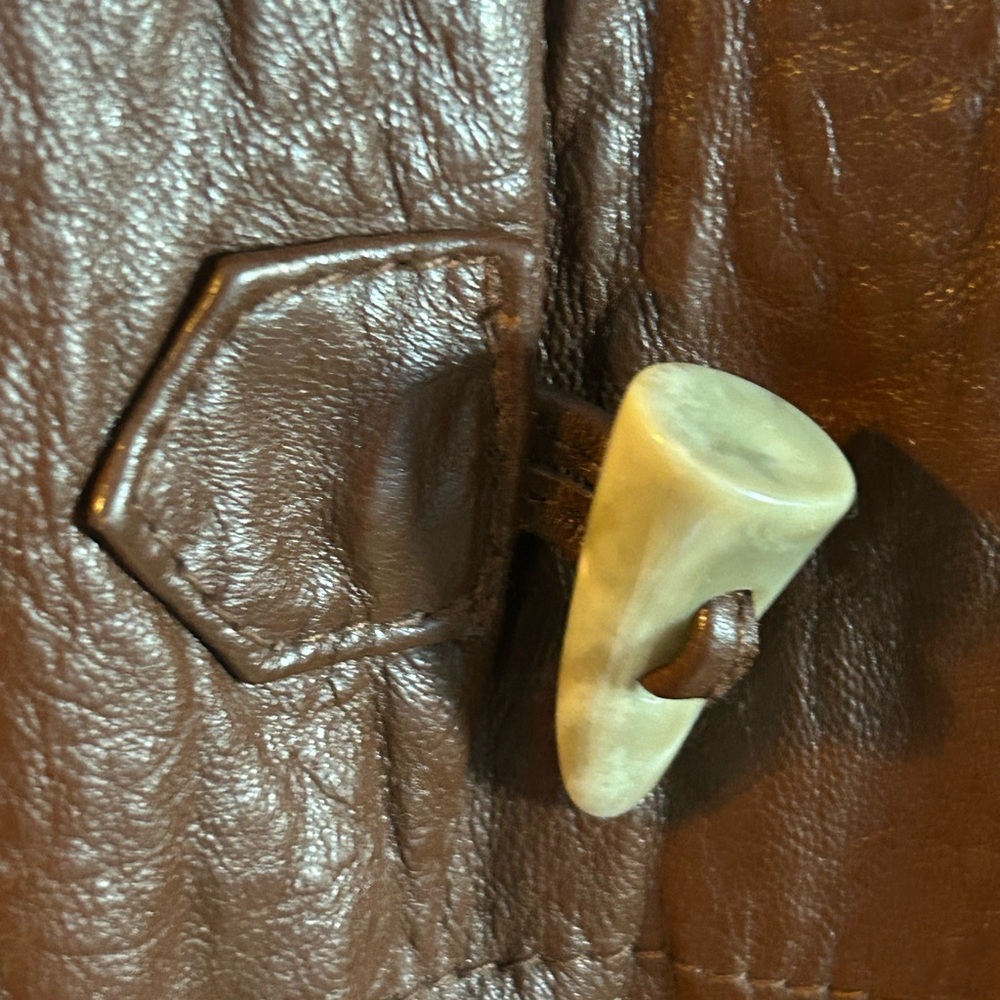 Context Brown Genuine Leather Collared Jacket Siz… - image 6